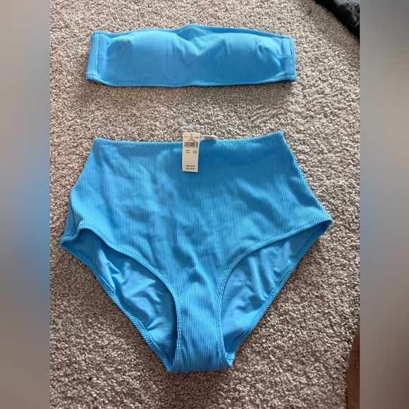 Blue Ribbed Bikini Set - Picture 1 of 2